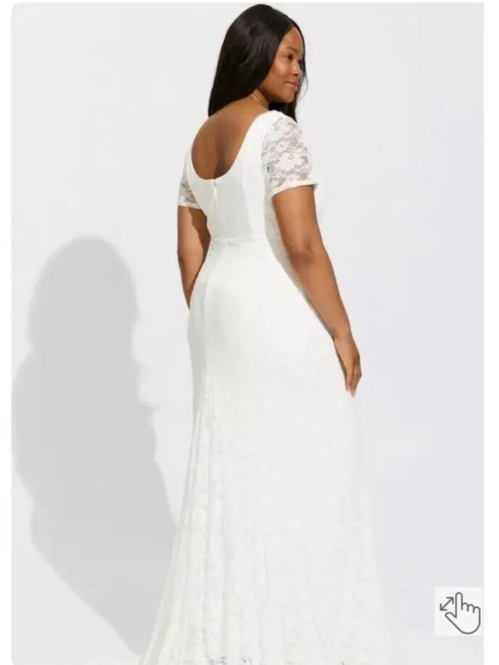 Ivory Lace Short Sleeve Fit & Flare Wedding Dress *NWT* - Picture 3 of 10